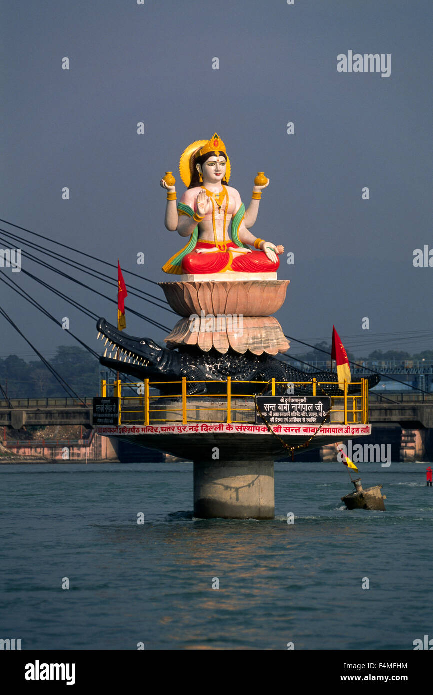 India, Uttarakhand, Haridwar, estatua del río Ganges Diosa Ganga Foto de stock