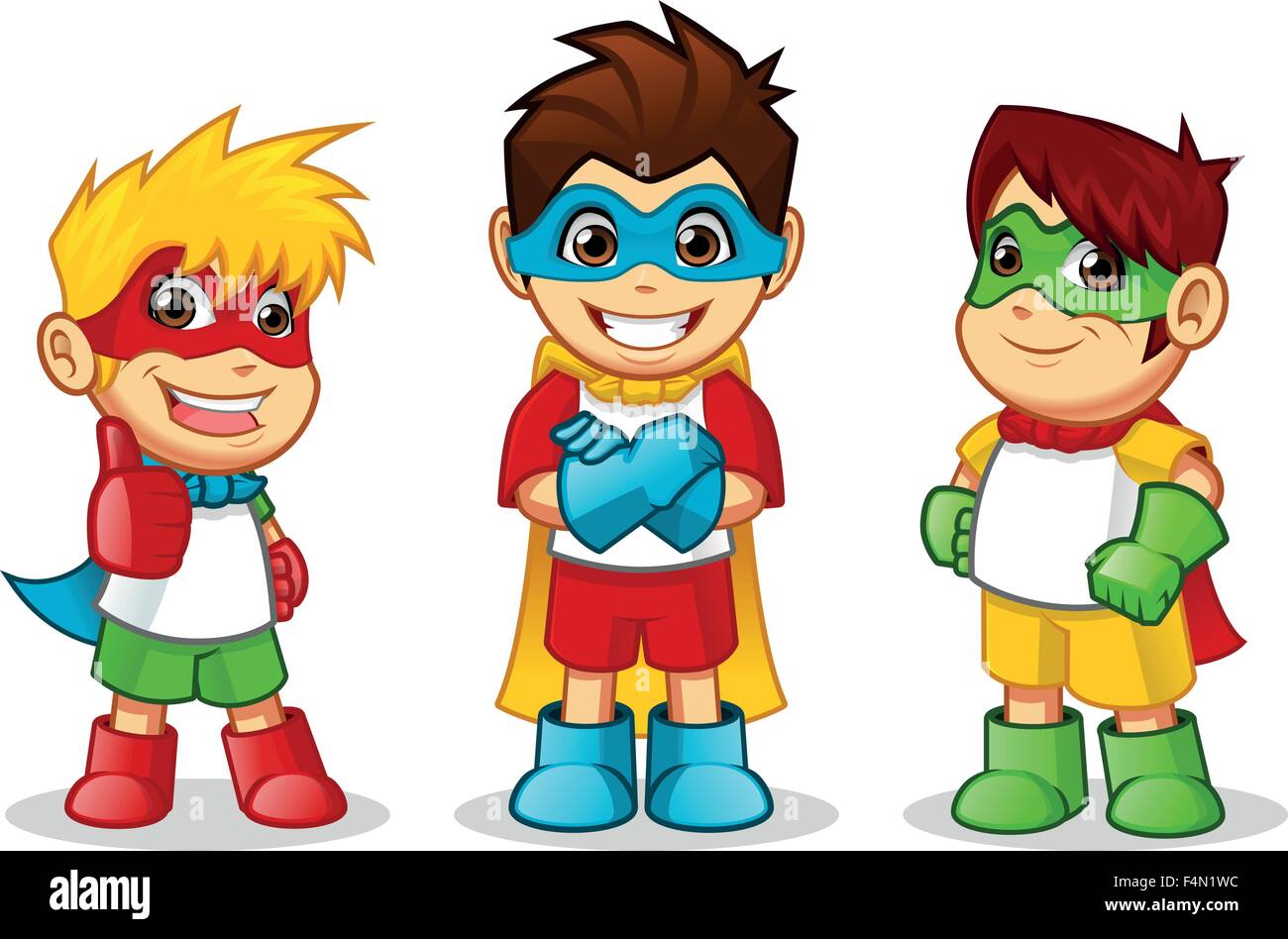 Alta calidad Kid super héroes de dibujos animados ilustración vectorial Ilustración del Vector