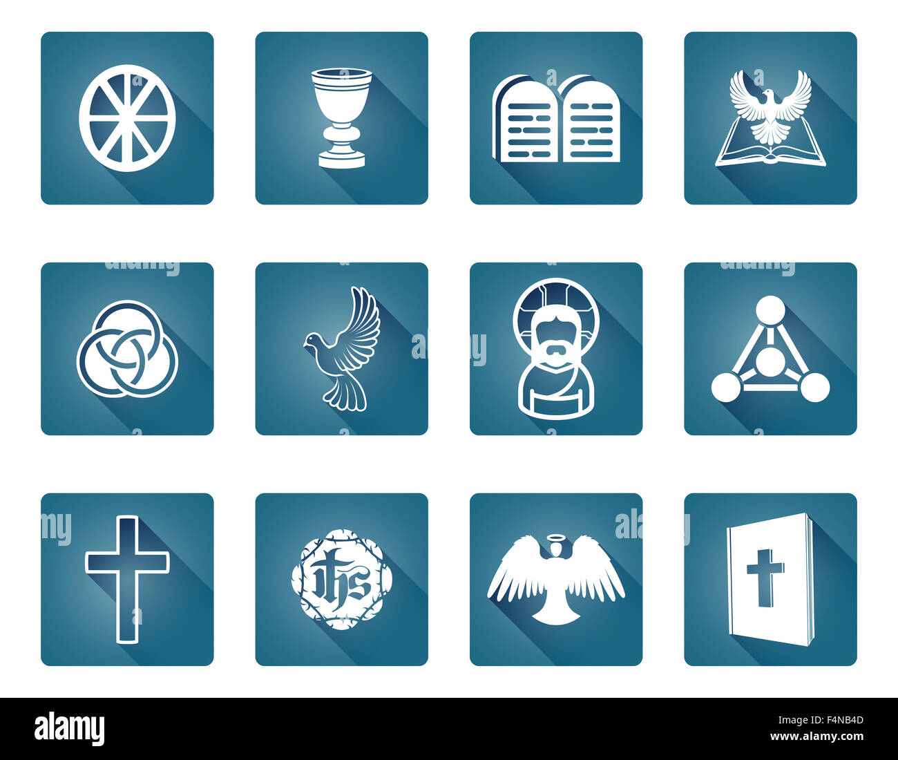 Un conjunto de iconos y símbolos religiosos cristianos Foto de stock