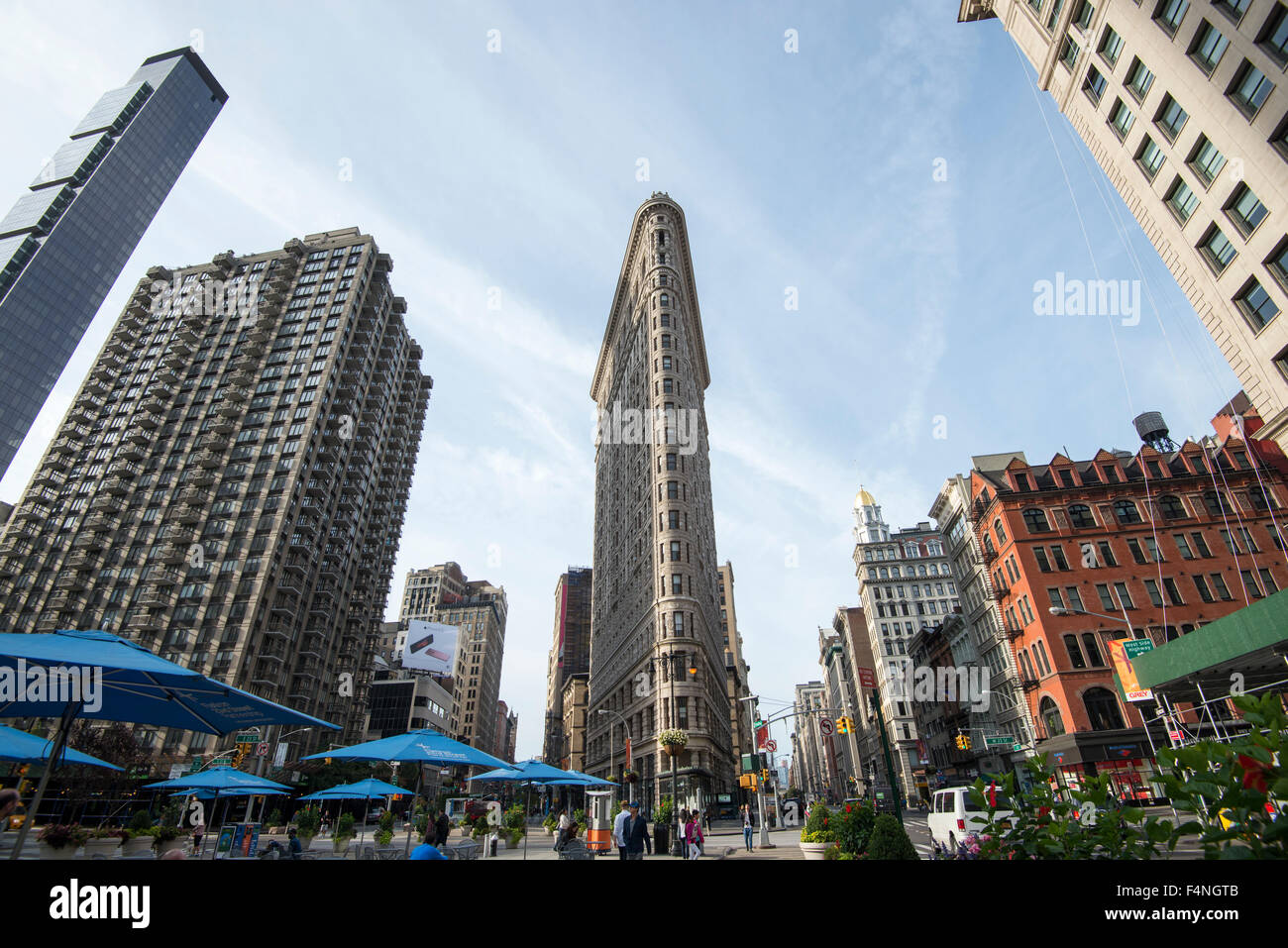 El icónico edificio Flatiron de Manhattan en la Ciudad de Nueva York, EE.UU. Foto de stock