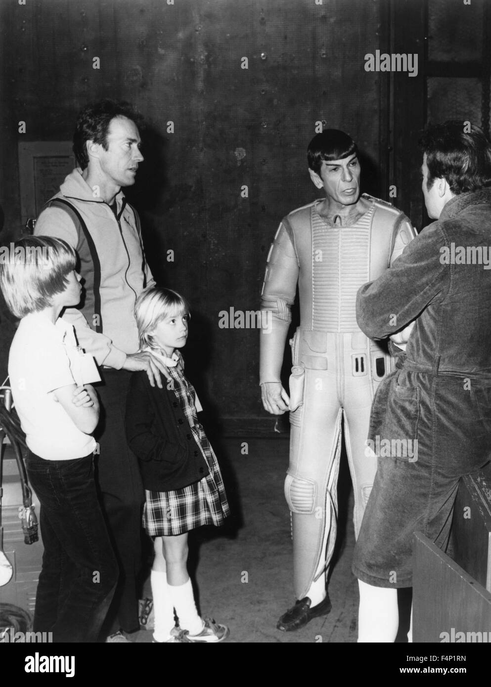 Clint Eastwood con sus hijos Kyle y Alison en la década de los 70's Foto de stock