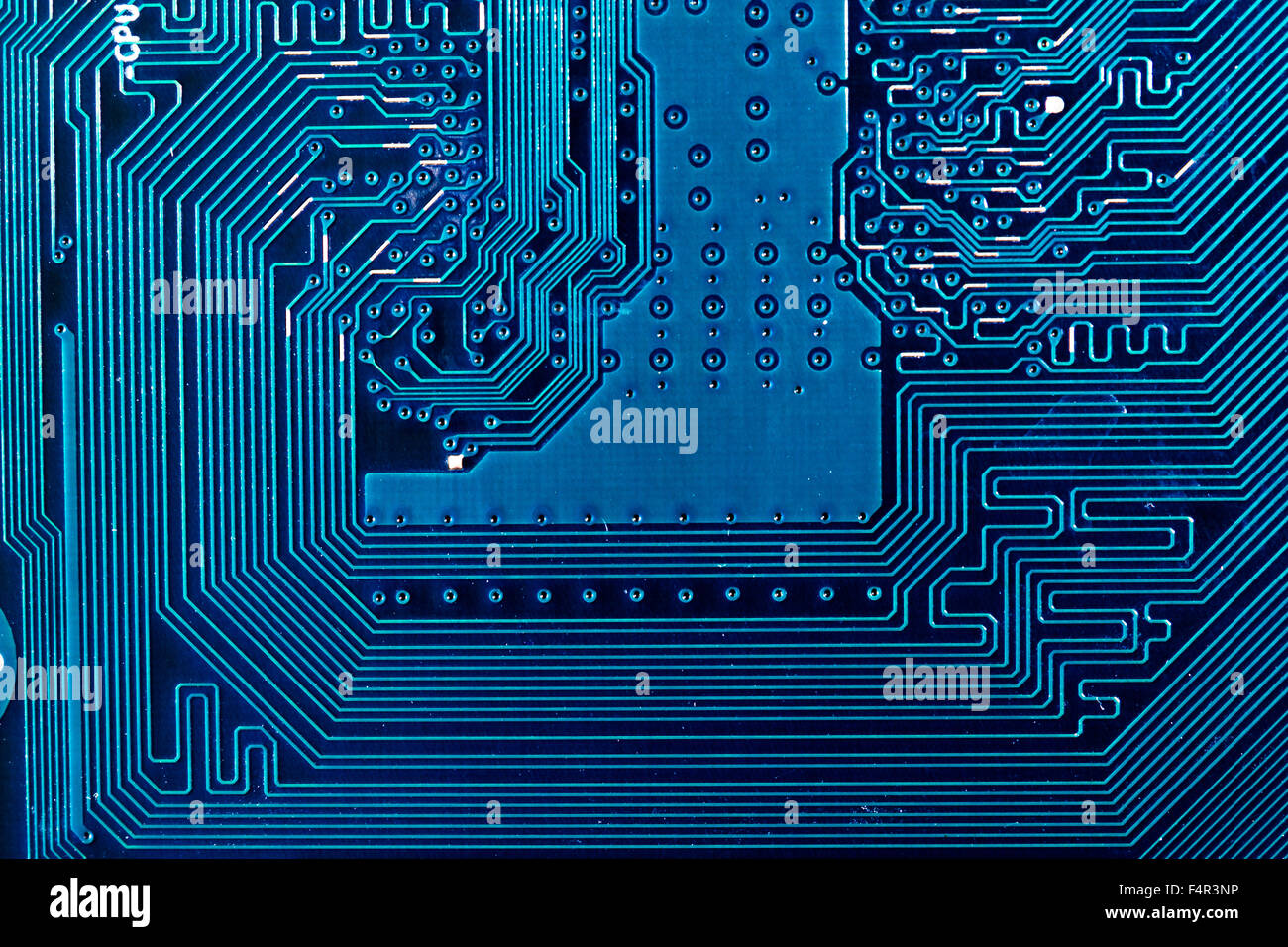 Equipo azul circuito de motherboard Foto de stock