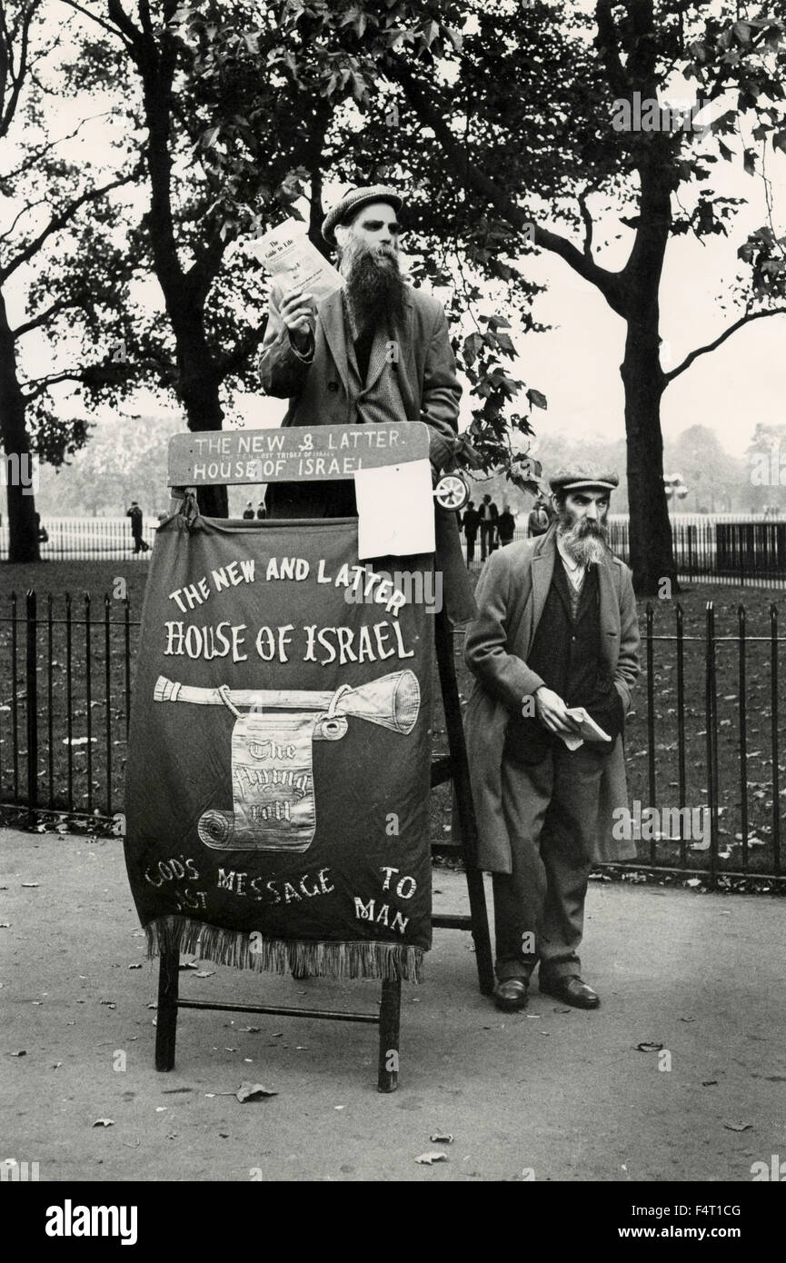 Los predicadores de la casa de Israel en vísperas de la Segunda Guerra Mundial, el Speakers' Corner, Hyde Park, Londres, Reino Unido. Foto de stock