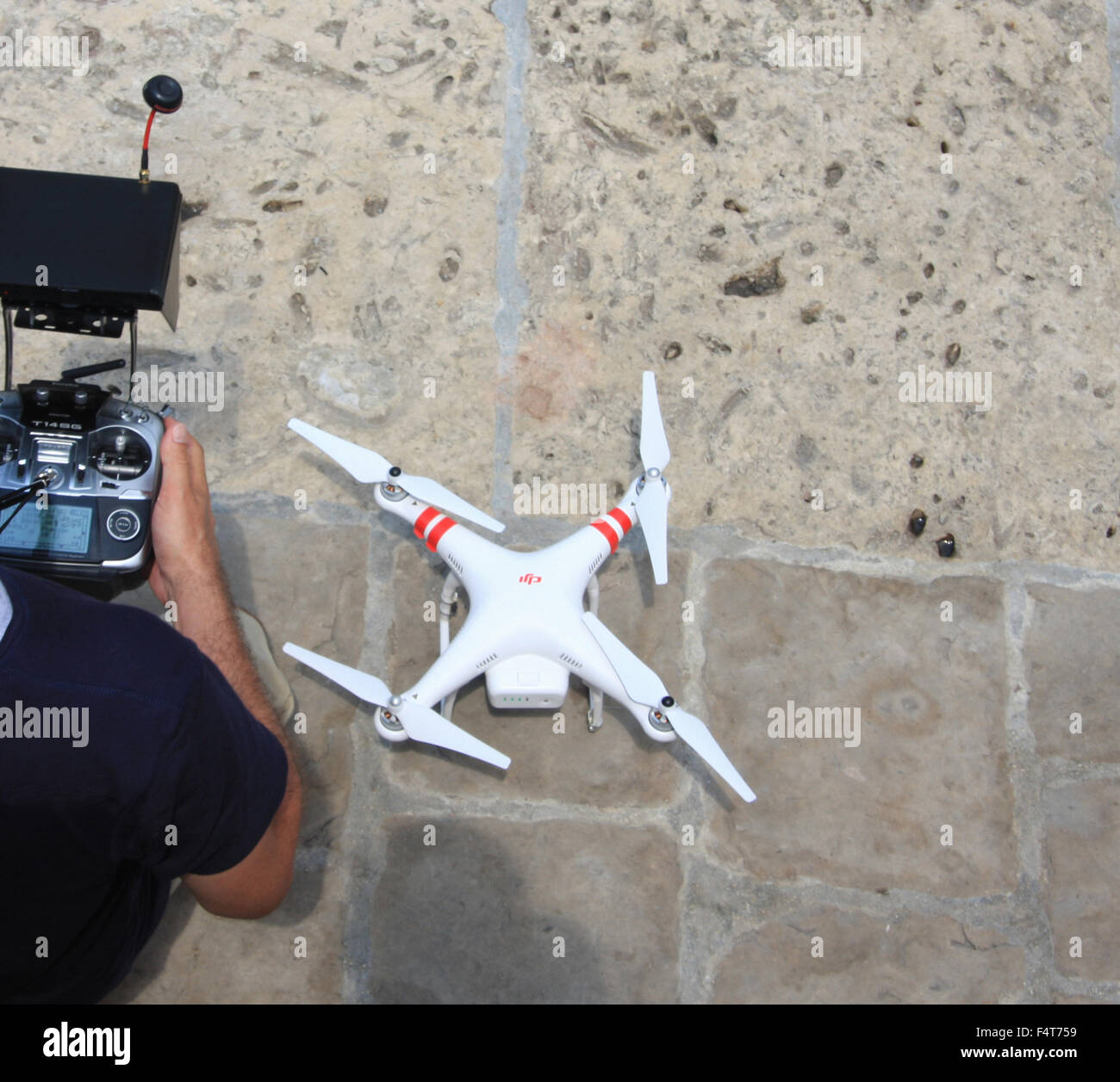 Drone, control remoto, hélice, supervisión, vigilancia, Foto de stock