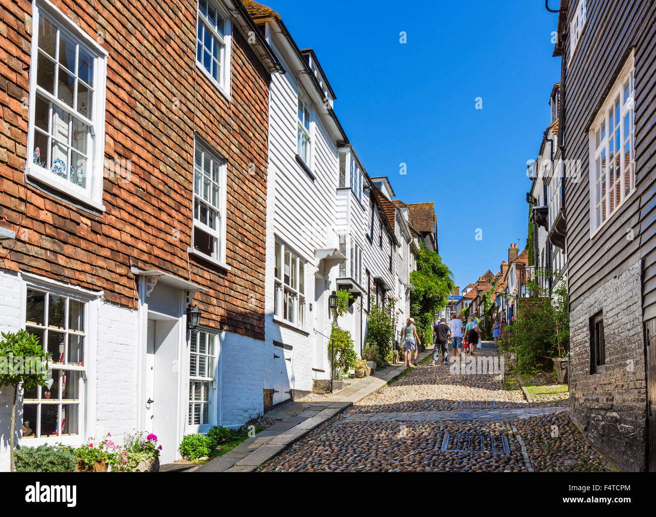 La histórica calle de sirena en el casco antiguo de la ciudad, centeno, East Sussex, Inglaterra, Reino Unido. Foto de stock