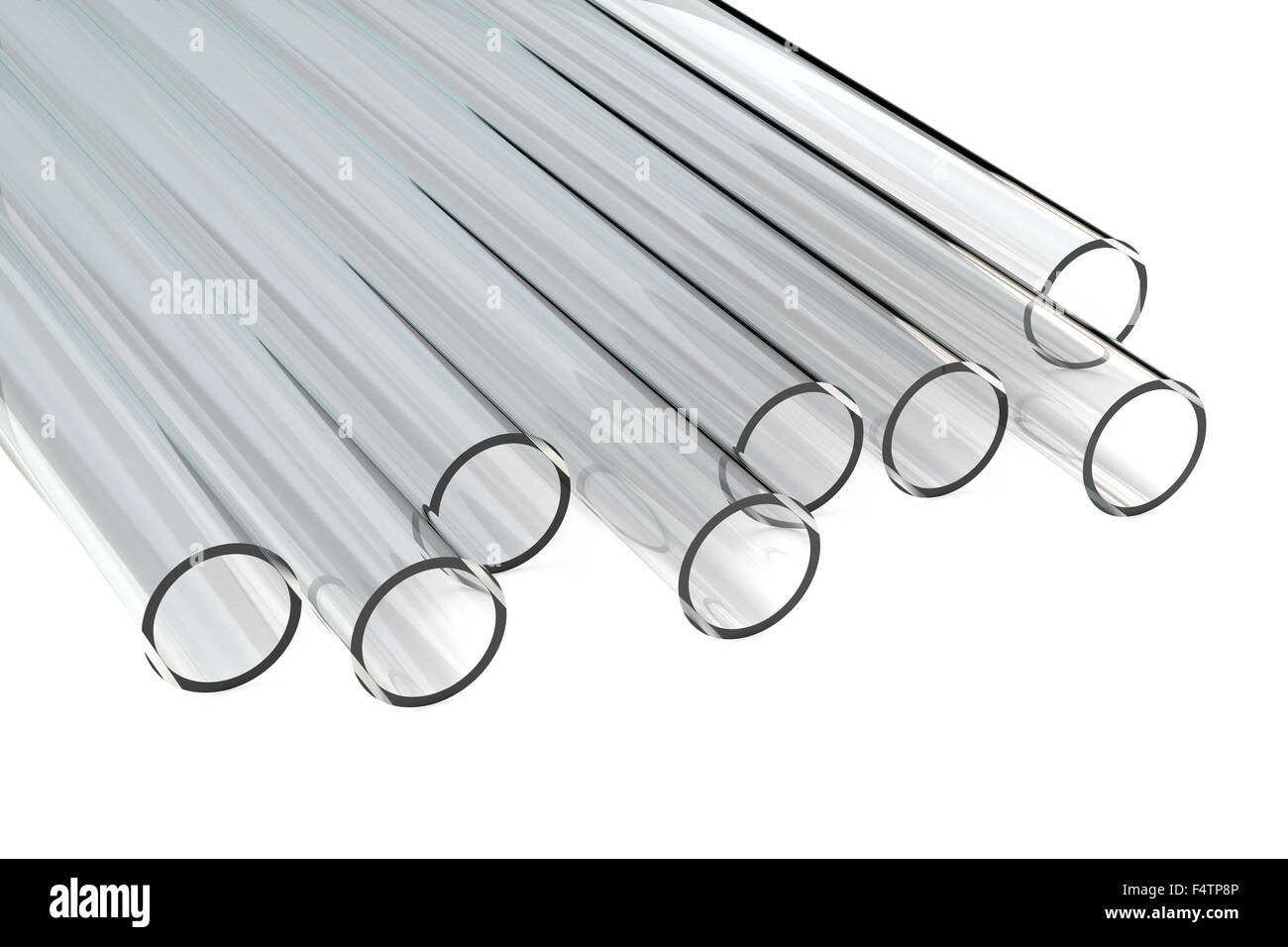Acrílico transparente de plástico o tubos de vidrio aislado sobre fondo  blanco Fotografía de stock - Alamy