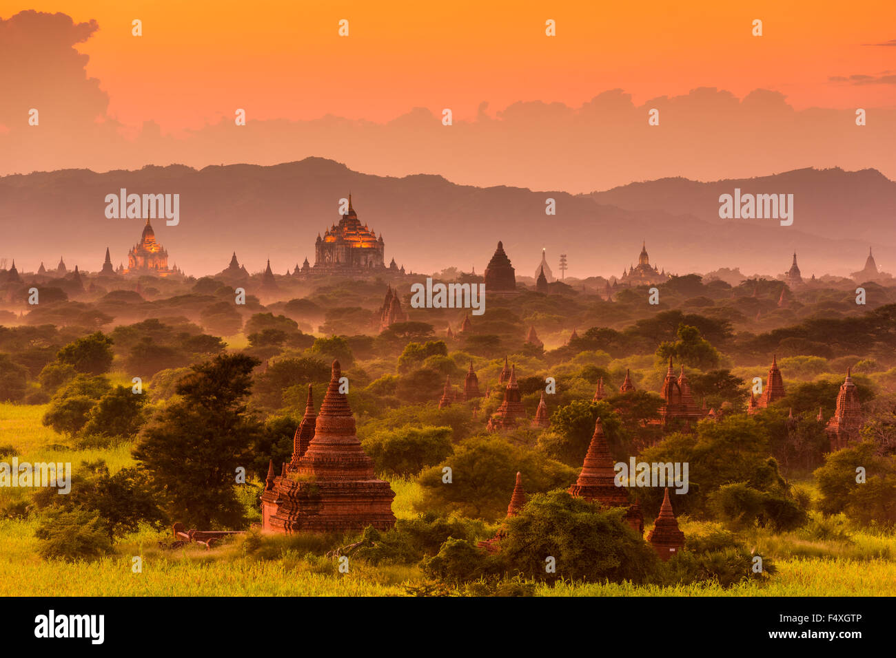 Bagan, Myanmar zona arqueológica. Foto de stock