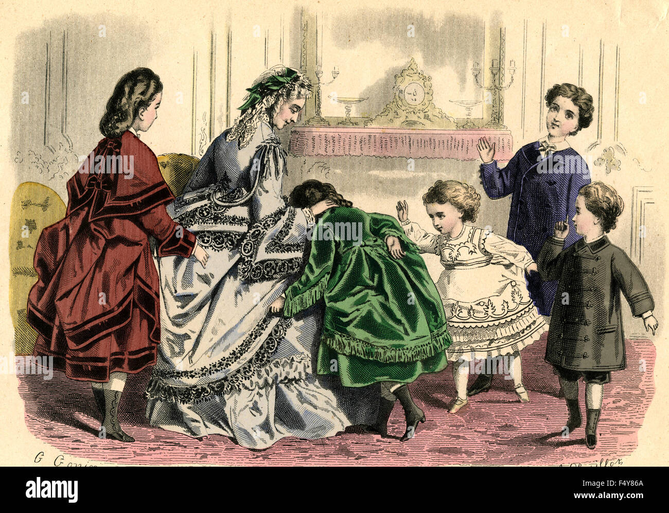 La ilustración de moda: mujer francesa a finales de 1800 Foto de stock
