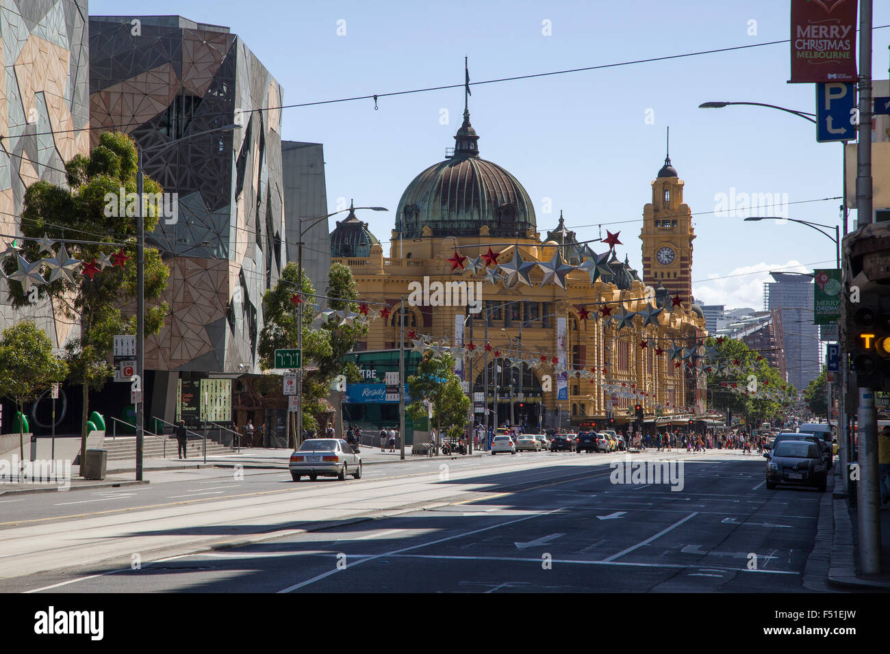 Estación de tren de Flinders Street, Melbourne, Australia. Foto de stock