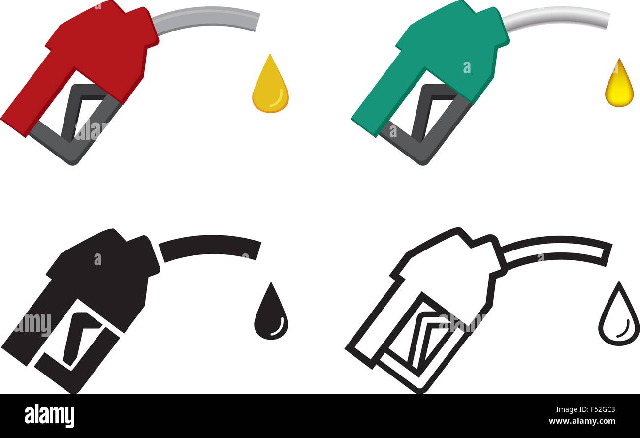Surtidor de combustible y la gota de aceite, aceite, vector icono de energía Ilustración del Vector