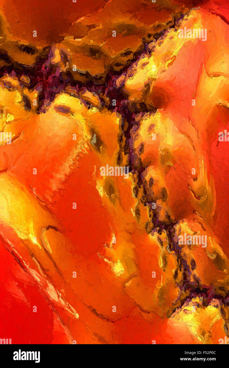 La pintura abstracta de color rojo marrón Biología Celular con textura de fondo Foto de stock