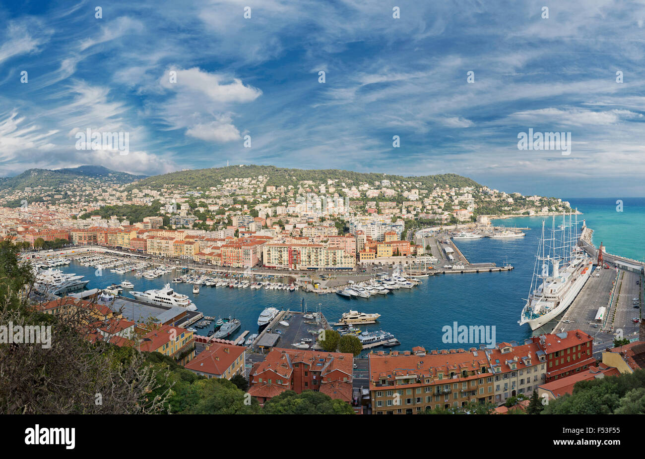 Vista panorámica de Niza Côte d'Azur, Francia Foto de stock