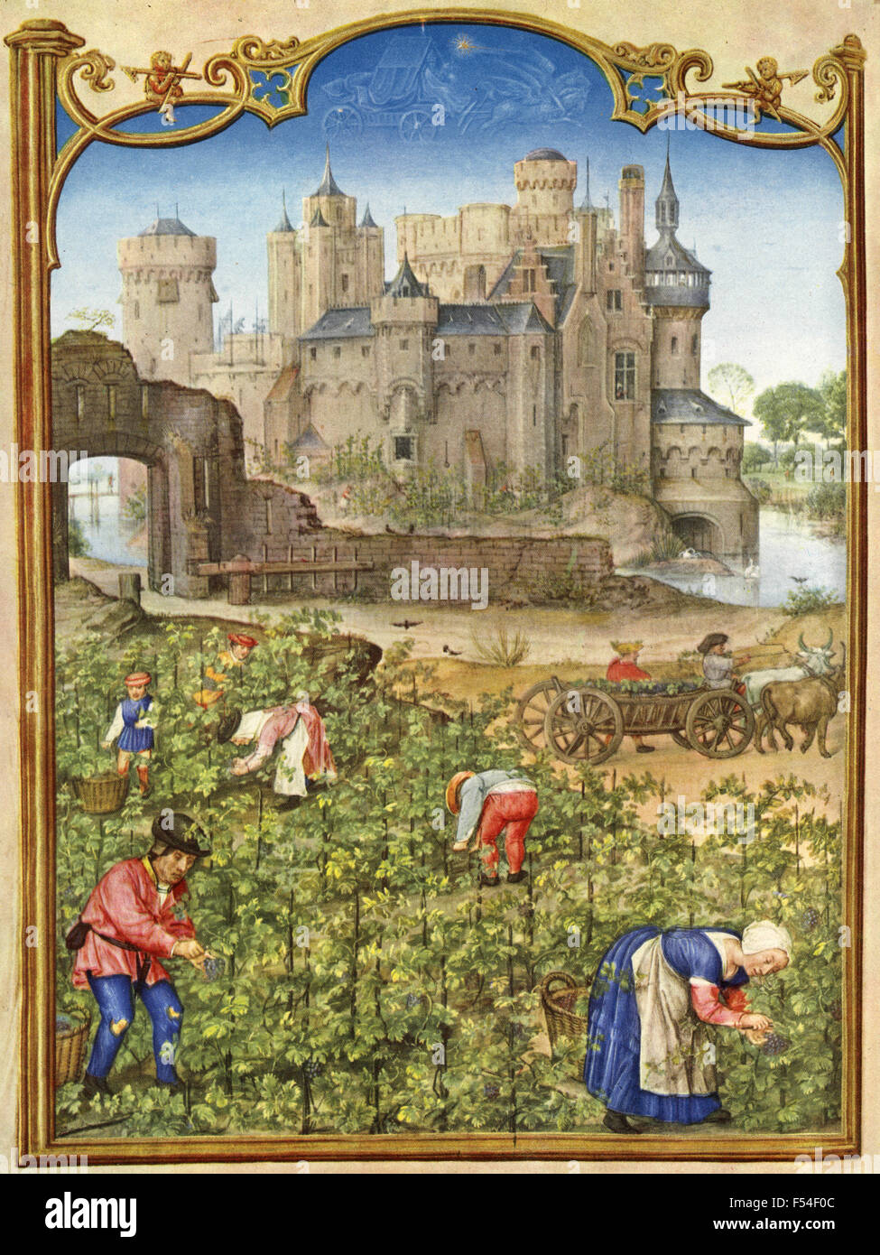 Representaciones medievales de los meses del año: Septiembre Foto de stock