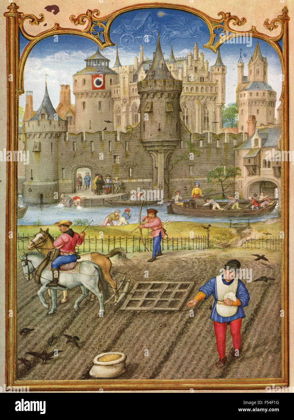 Representaciones medievales de los meses del año: Octubre Foto de stock