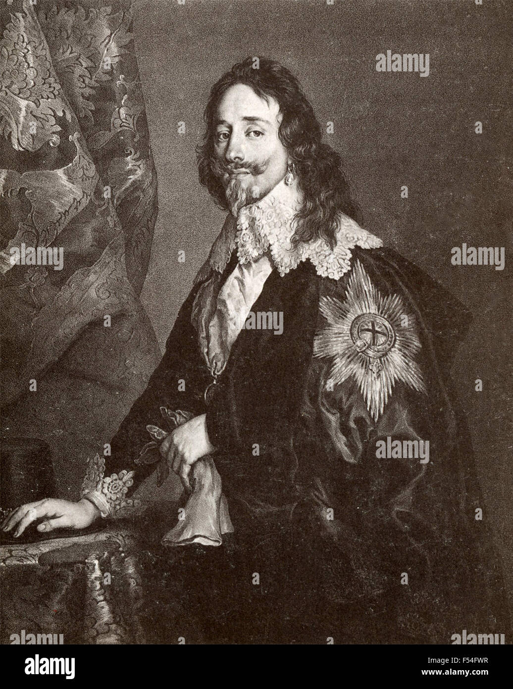 Retrato del Rey Carlos I de Inglaterra, pintado por Van Dyck Foto de stock