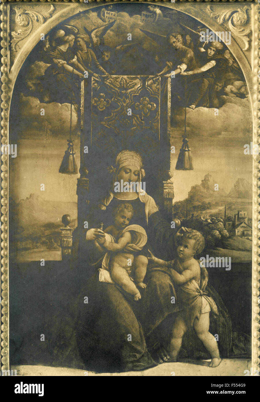 Arte sacro, Garofalo, la Virgen y el Niño, San Juan, Palermo, Italia Foto de stock
