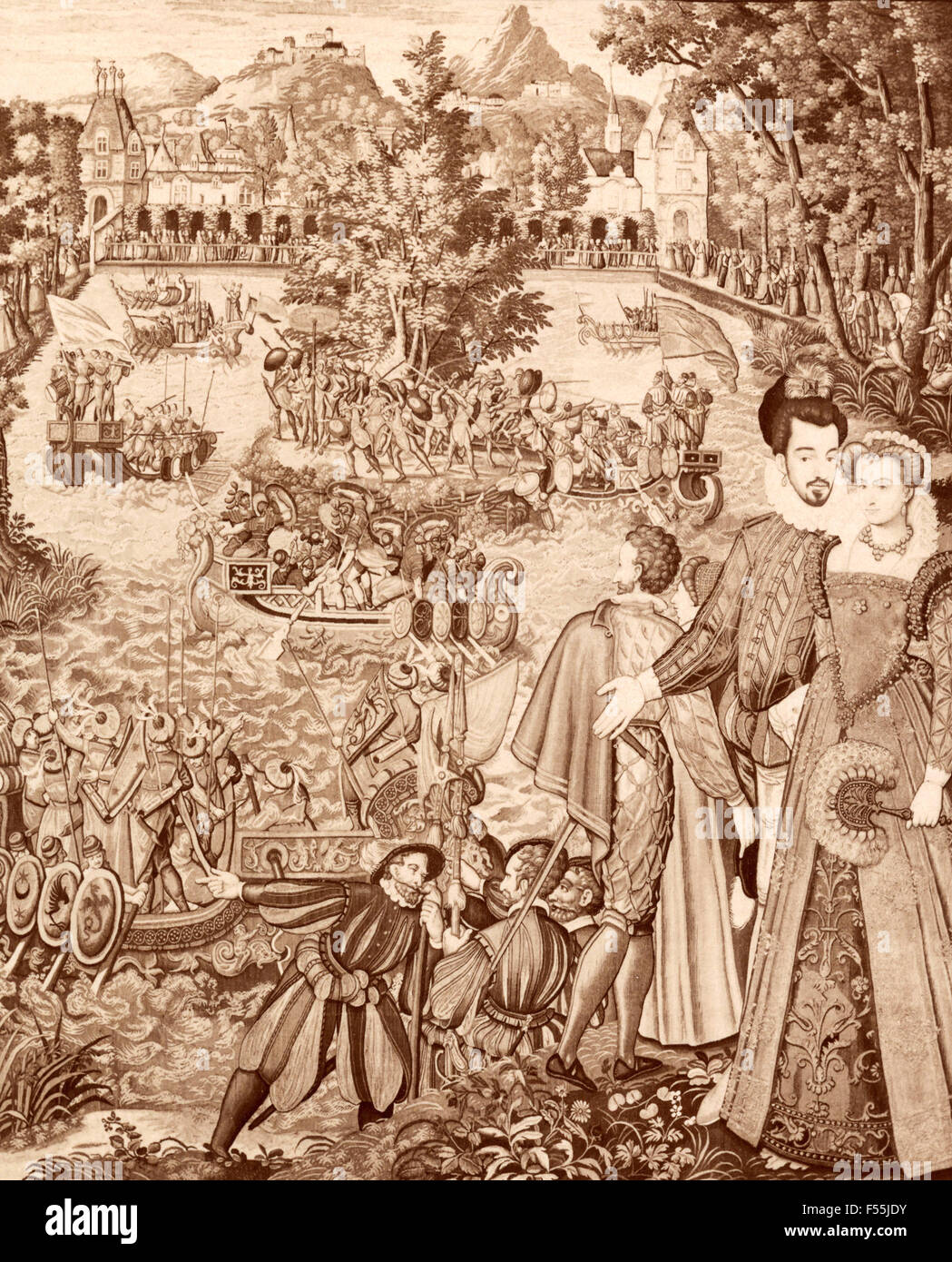 Galería de tapices, Florencia: Festival de Enrique II y Catalina de Médicis, tapices flamencos Foto de stock