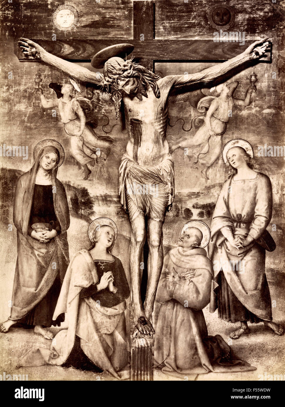 Galería de imágenes de Perugia: la Crucifixión, pintado por Perugino Foto de stock