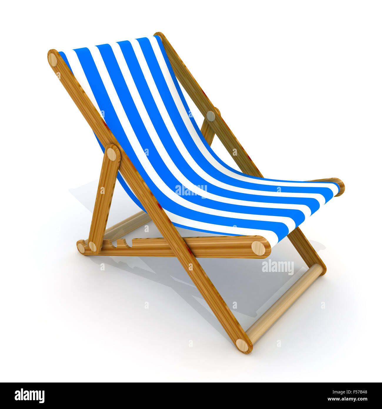Cama de playa azul sobre fondo blanco (hecho en 3D) Foto de stock