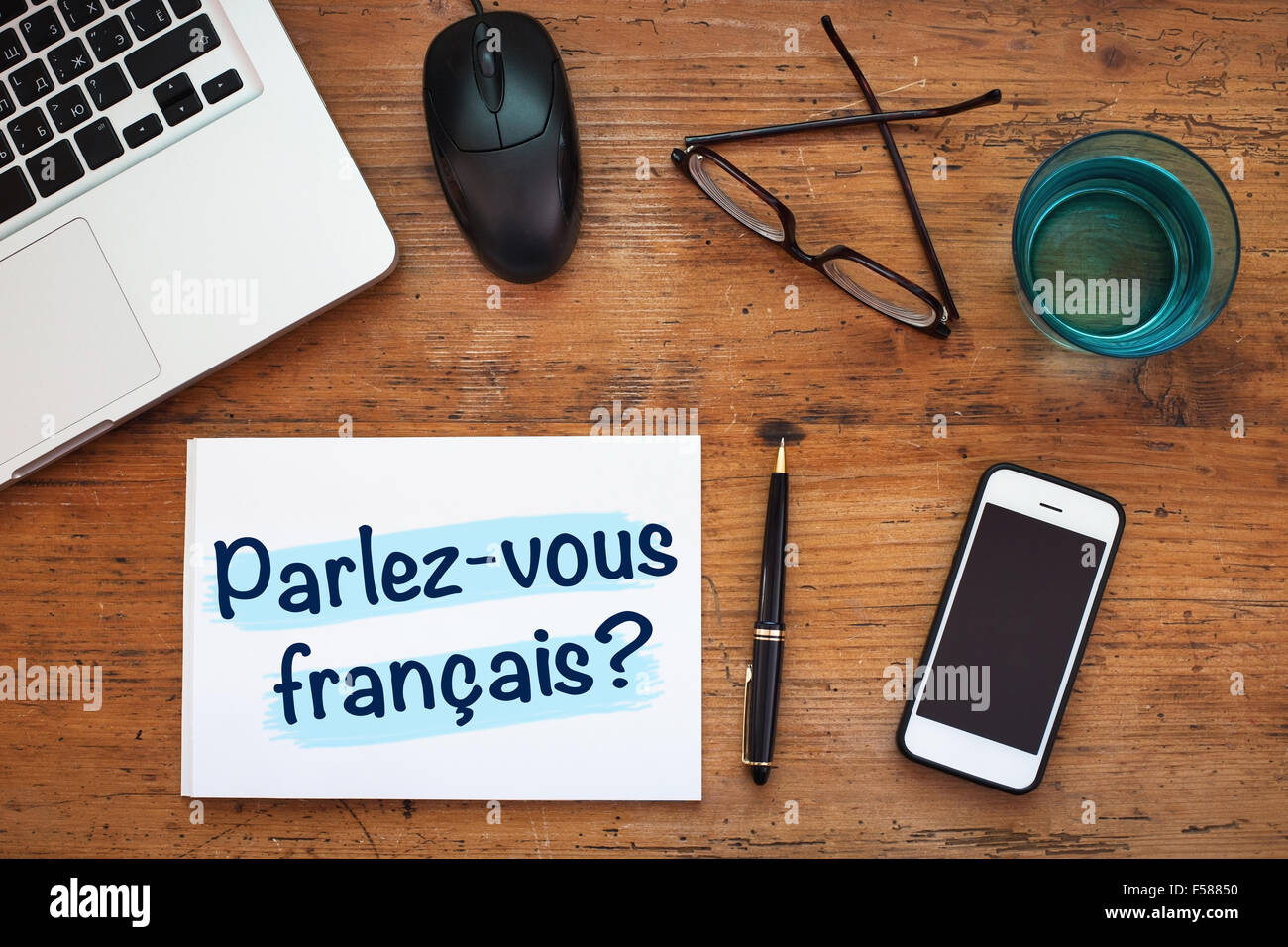 Concepto de aprendizaje del francés, ¿hablas francés Foto de stock