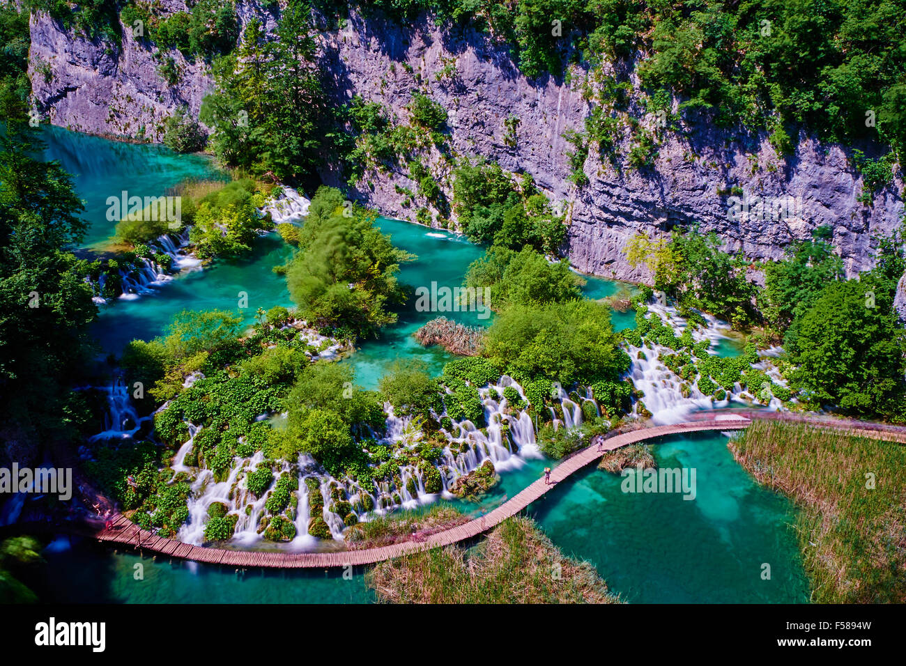 Croacia, el Parque Nacional de Plitvice, lagos inferiores, Patrimonio Mundial de la Unesco Foto de stock