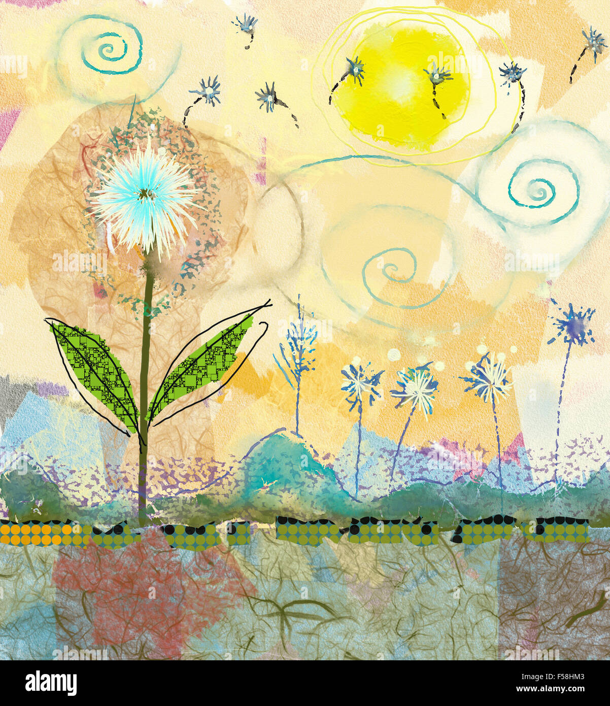 Flores abstractas pintura y mixed media art antecedentes Fotografía de  stock - Alamy