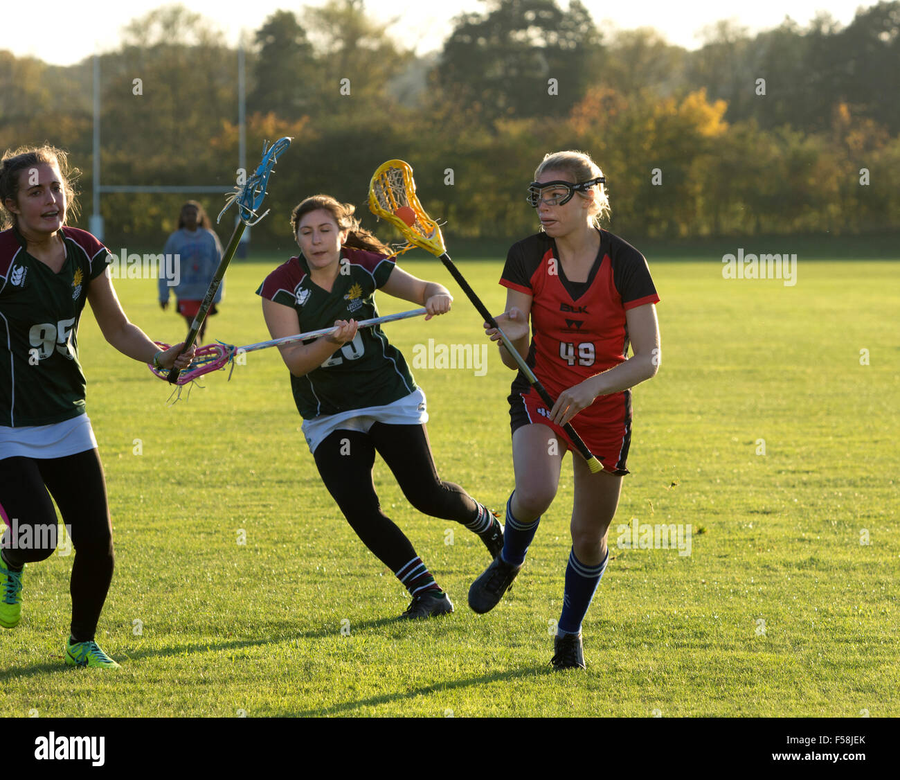 Deporte universitario - señoras lacrosse en la Universidad de Warwick, Reino Unido Foto de stock