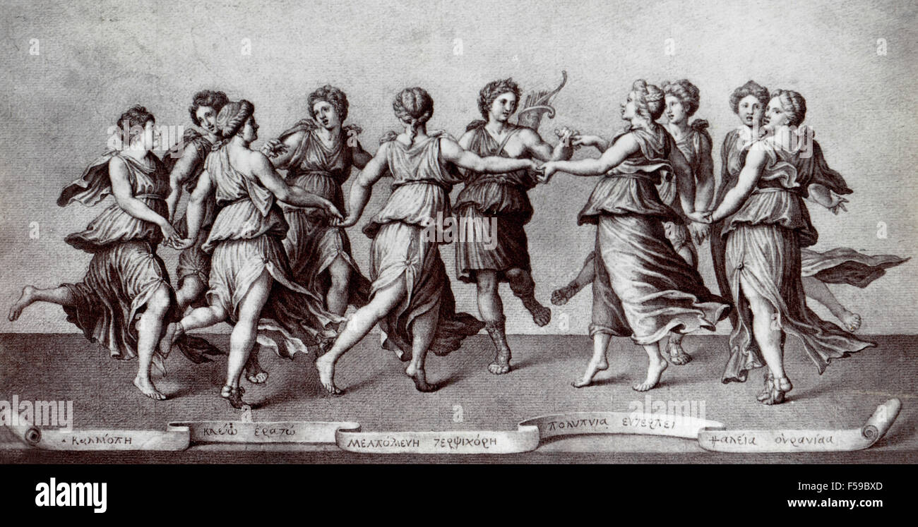 Giulio Romano, Apolo y las Musas Foto de stock