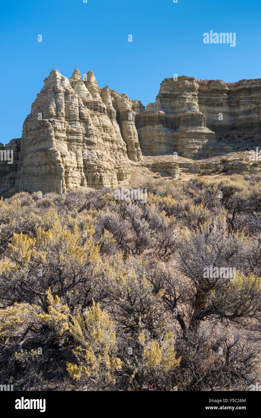 Pilares de Roma, formación rocosa en el valle del Jordán, al sudeste de Oregon. Foto de stock
