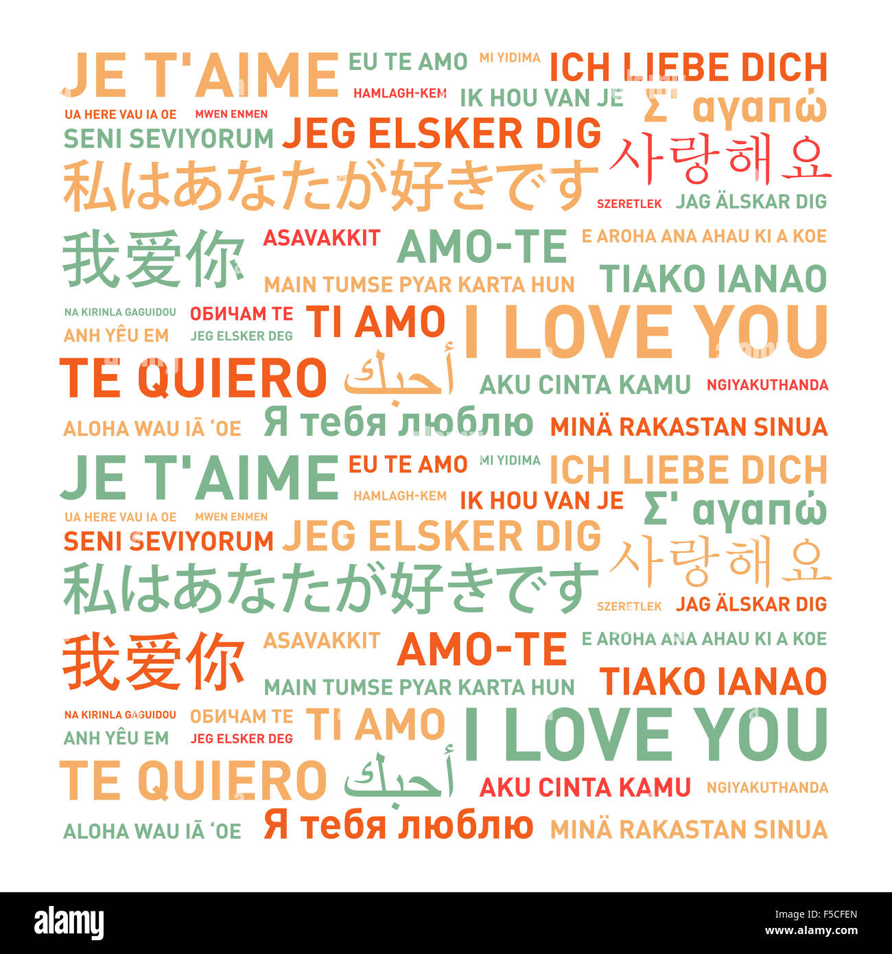 I love you tarjeta traducido en diferentes idiomas del mundo Fotografía de  stock - Alamy
