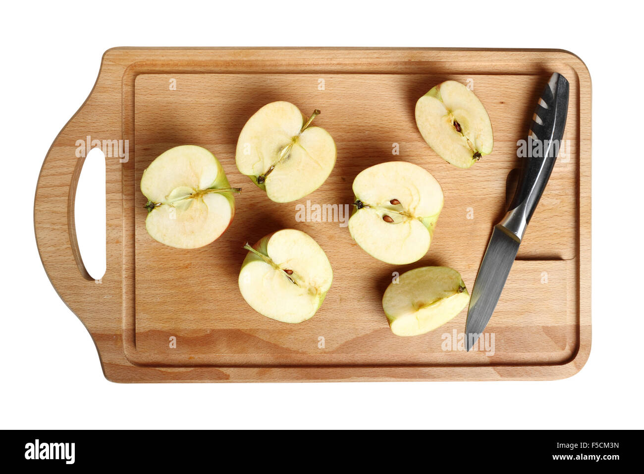 Manzana en tabla para cortar Imágenes recortadas de stock - Alamy