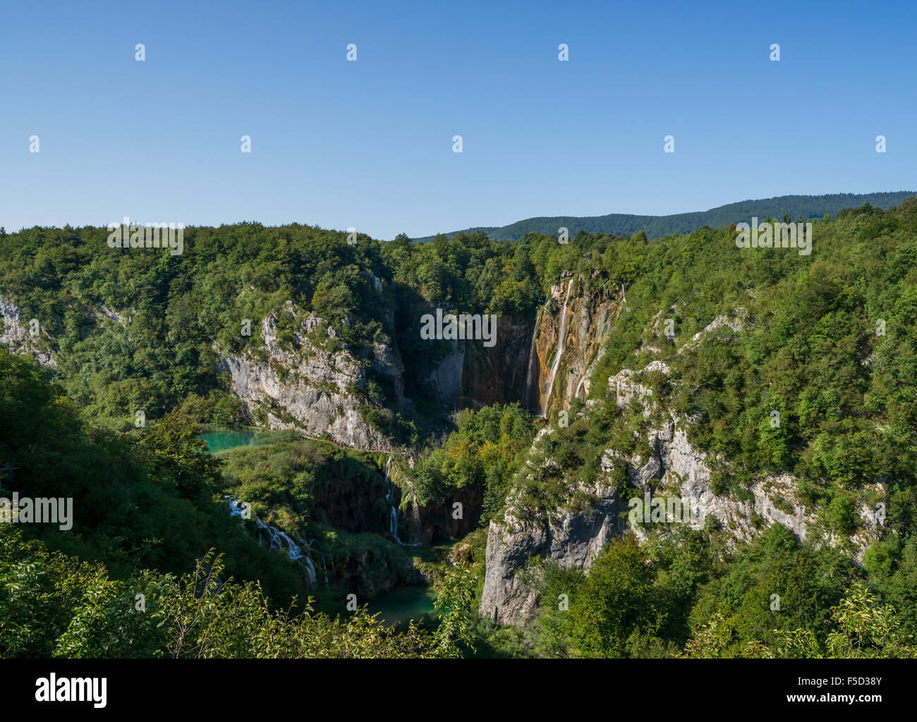La Gran Cascada en el Parque Nacional de Los Lagos de Plitvice en Croacia Foto de stock