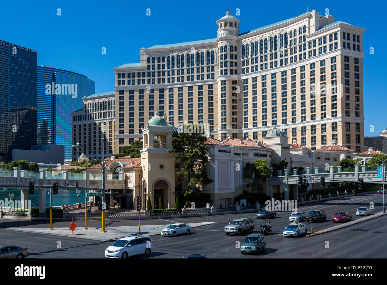 Las Vegas, Nevada. Bellagio Hotel y casino, el Strip de Las Vegas Boulevard. Foto de stock