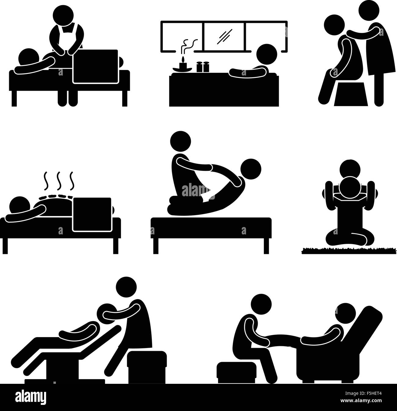 La terapia de masaje Spa Wellness icono Aromaterapia firmar el pictograma. Ilustración del Vector