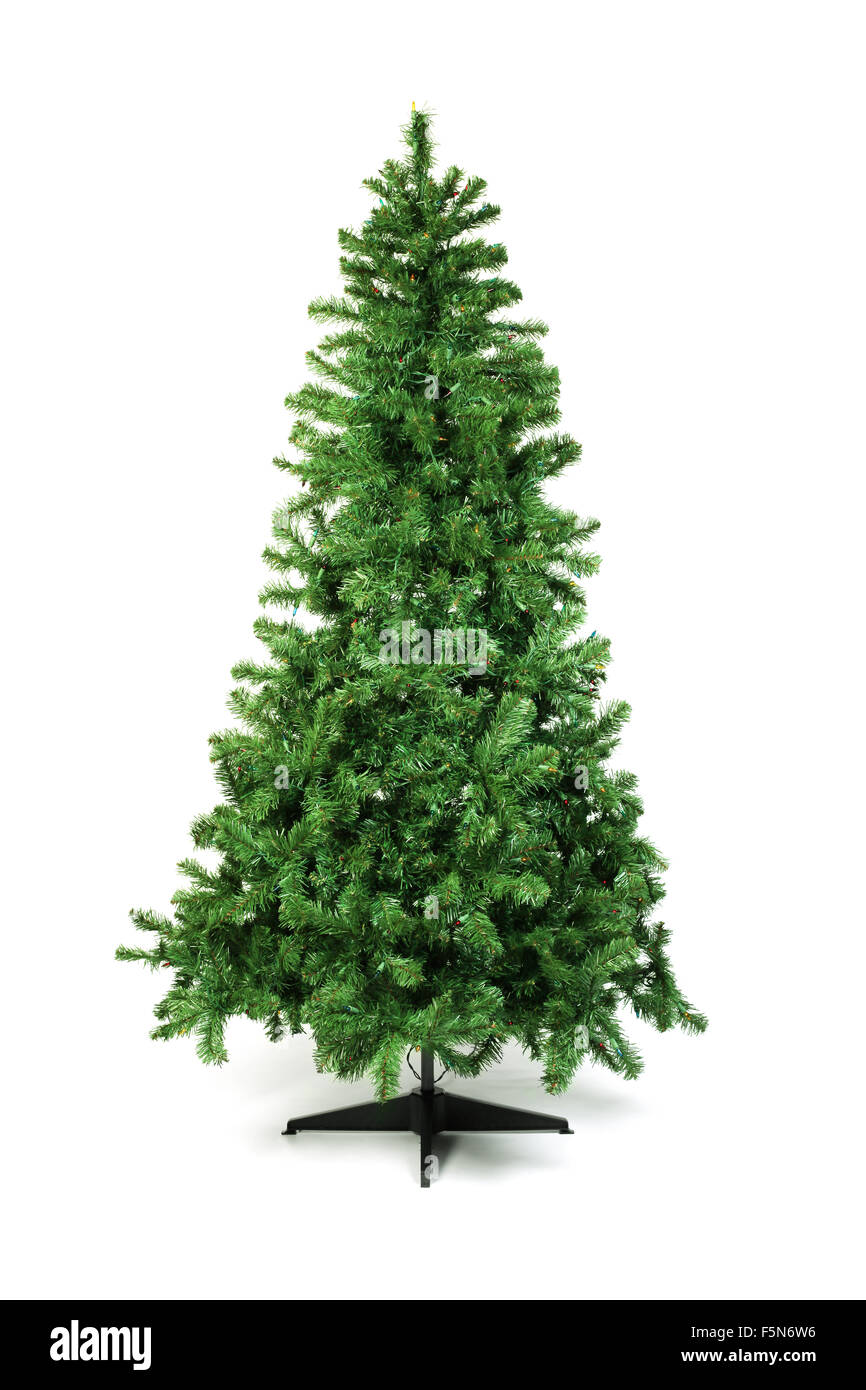 Sin adornos del árbol de Navidad aislado en blanco Foto de stock