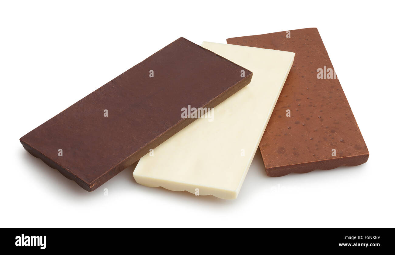 Barras de chocolate aislado Foto de stock