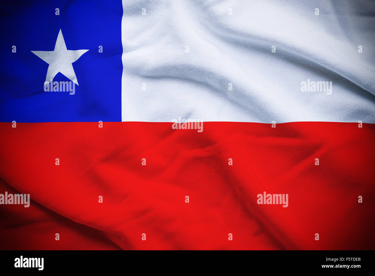 Ondulado y rizado bandera nacional de Chile antecedentes. Foto de stock
