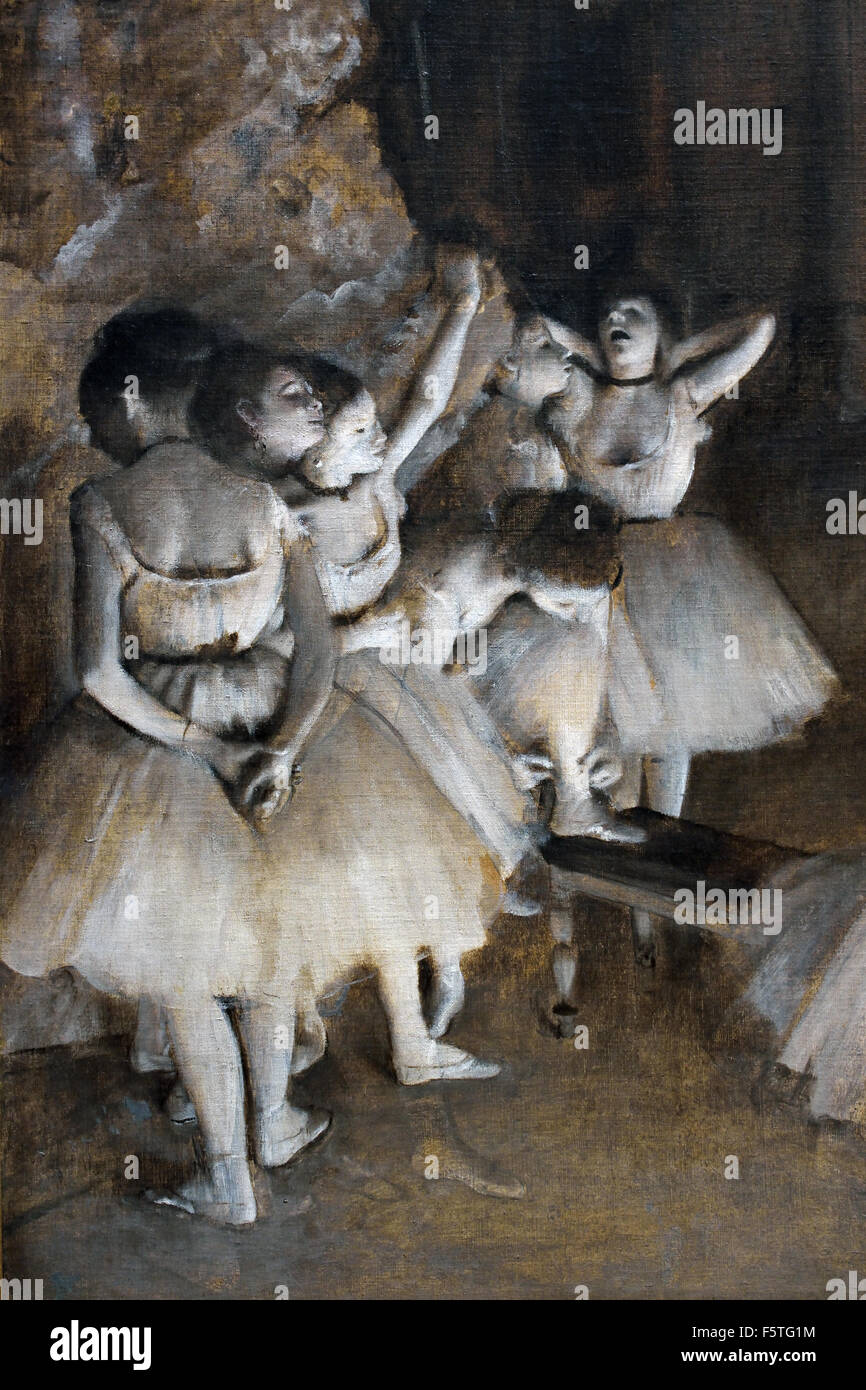 Répétition d'un ballet sur la scène en 1874 el Ballet en el escenario Rearsal 1874 Edgar Degas 1834-1917 Francia ( detalles ) Foto de stock