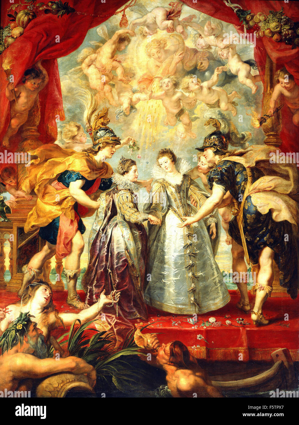Peter Paul Rubens - Intercambio de dos princesas de Francia y España Foto de stock