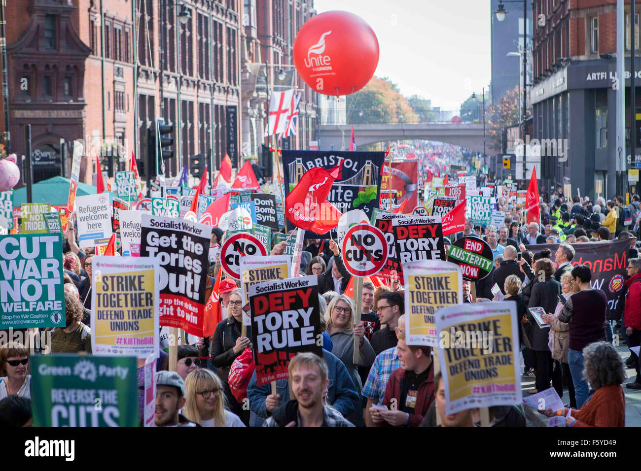 Manchester anti-protesta de austeridad Foto de stock