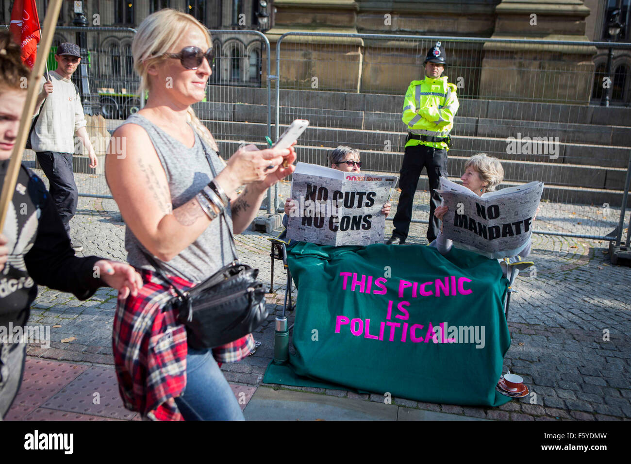 Manchester anti-protesta de austeridad Foto de stock