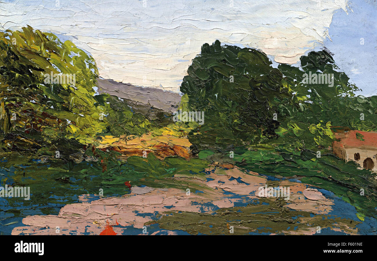 Paul Cézanne - Paysage du Midi. Foto de stock