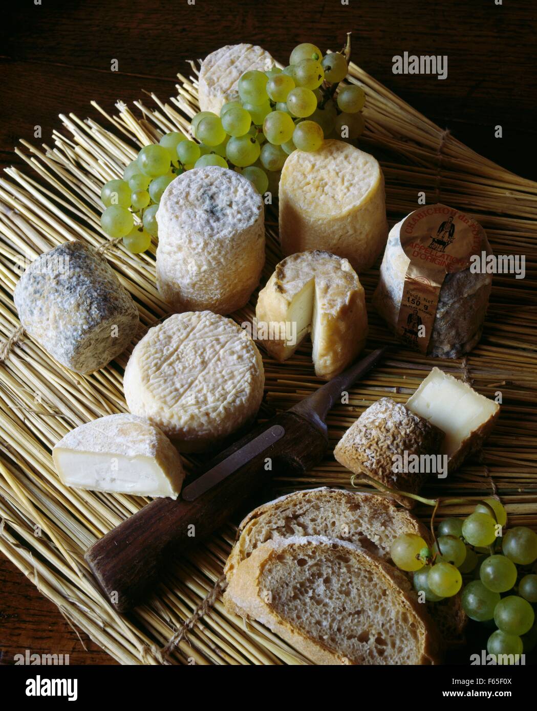 Selección de quesos de cabra Foto de stock