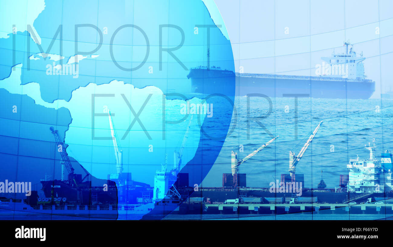 Contenedores industriales y logísticas de fondo de importación/exportación Foto de stock