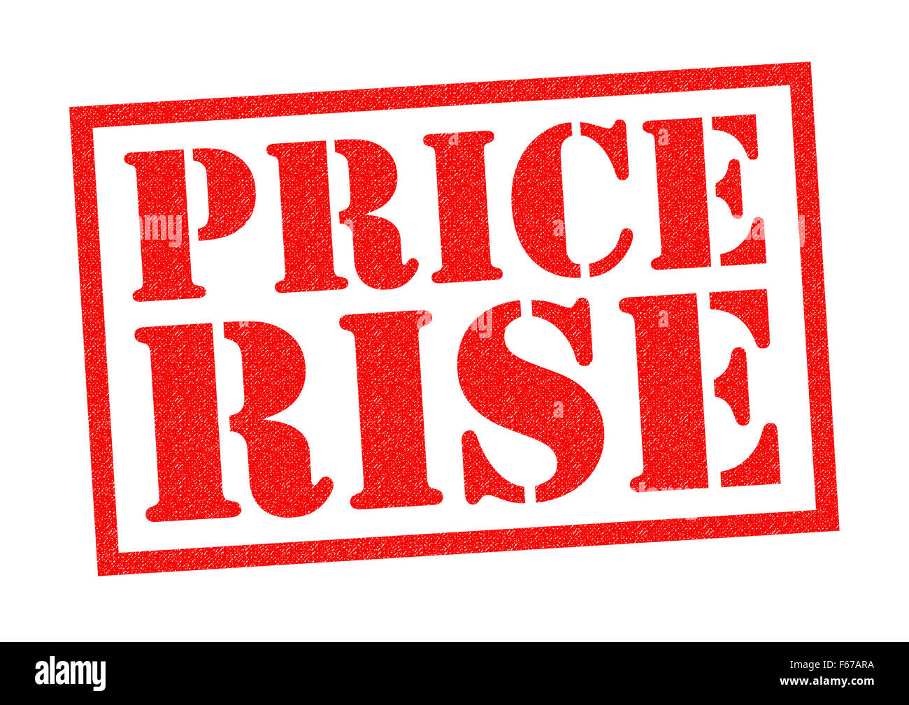 Subida de los precios de sellos de goma roja sobre un fondo blanco  Fotografía de stock - Alamy