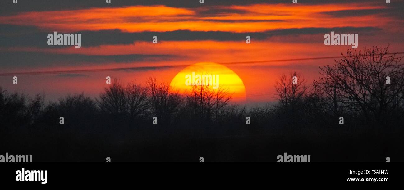 Una impresionante puesta de sol, Somerset Ilminster Foto de stock