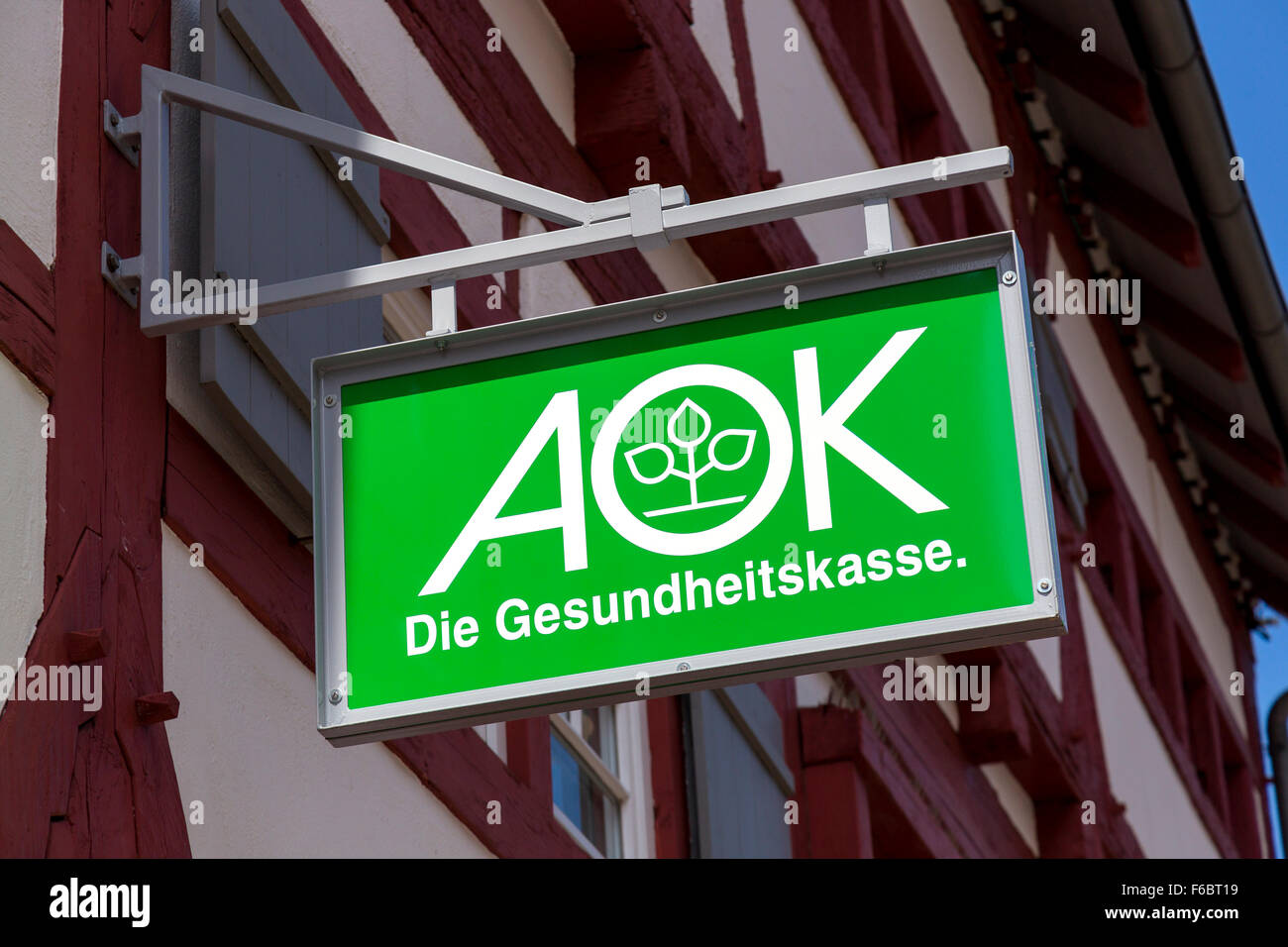 Firmar, AOK, la compañía de seguros de salud, Alemania Foto de stock