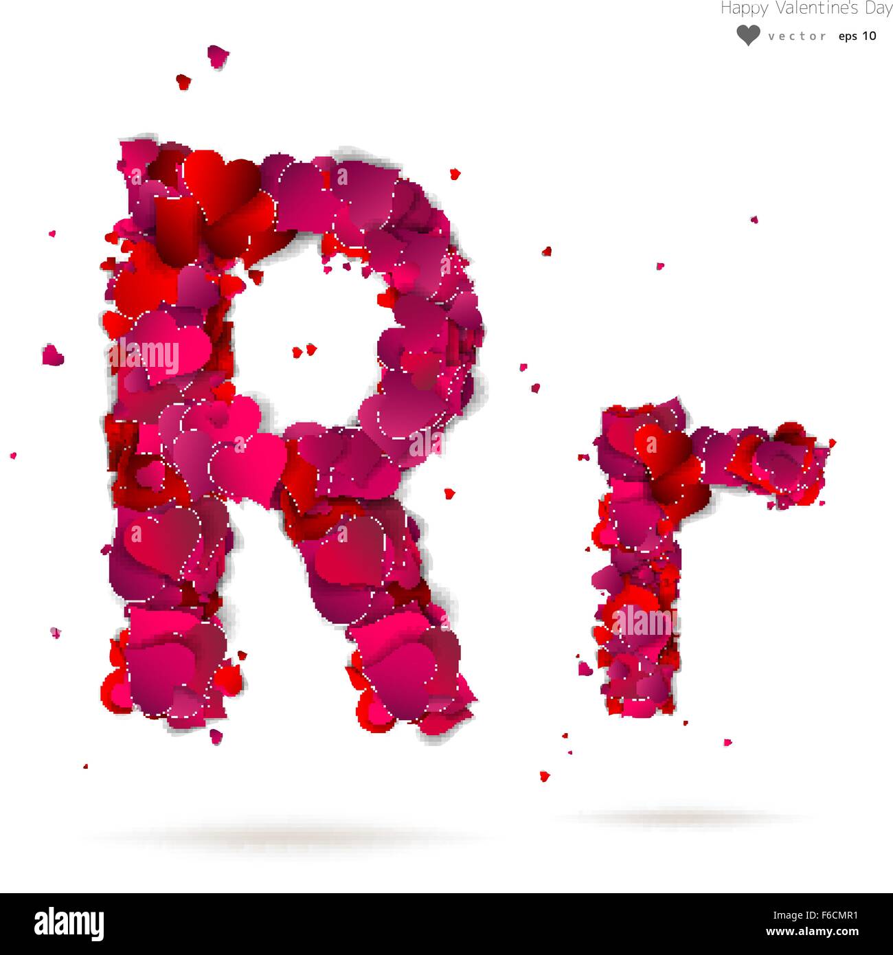 Letra R Hecha De Corazones Amor Alfab Imagen Vector De Stock Alamy