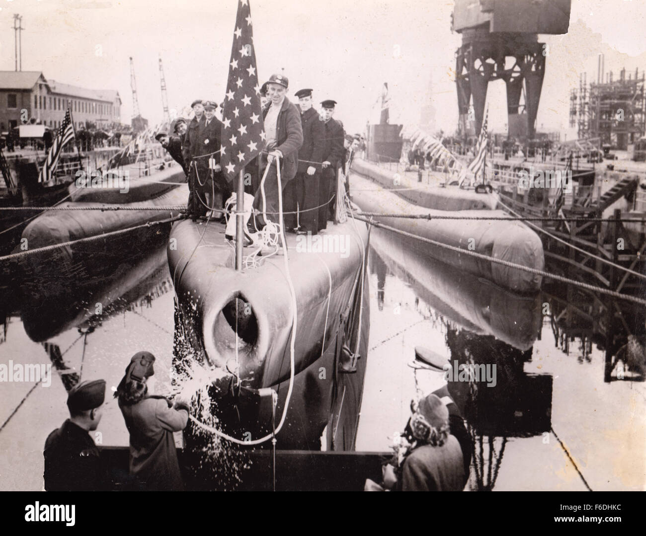 704. La ceremonia de lanzamiento submarino de EE.UU. Foto de stock