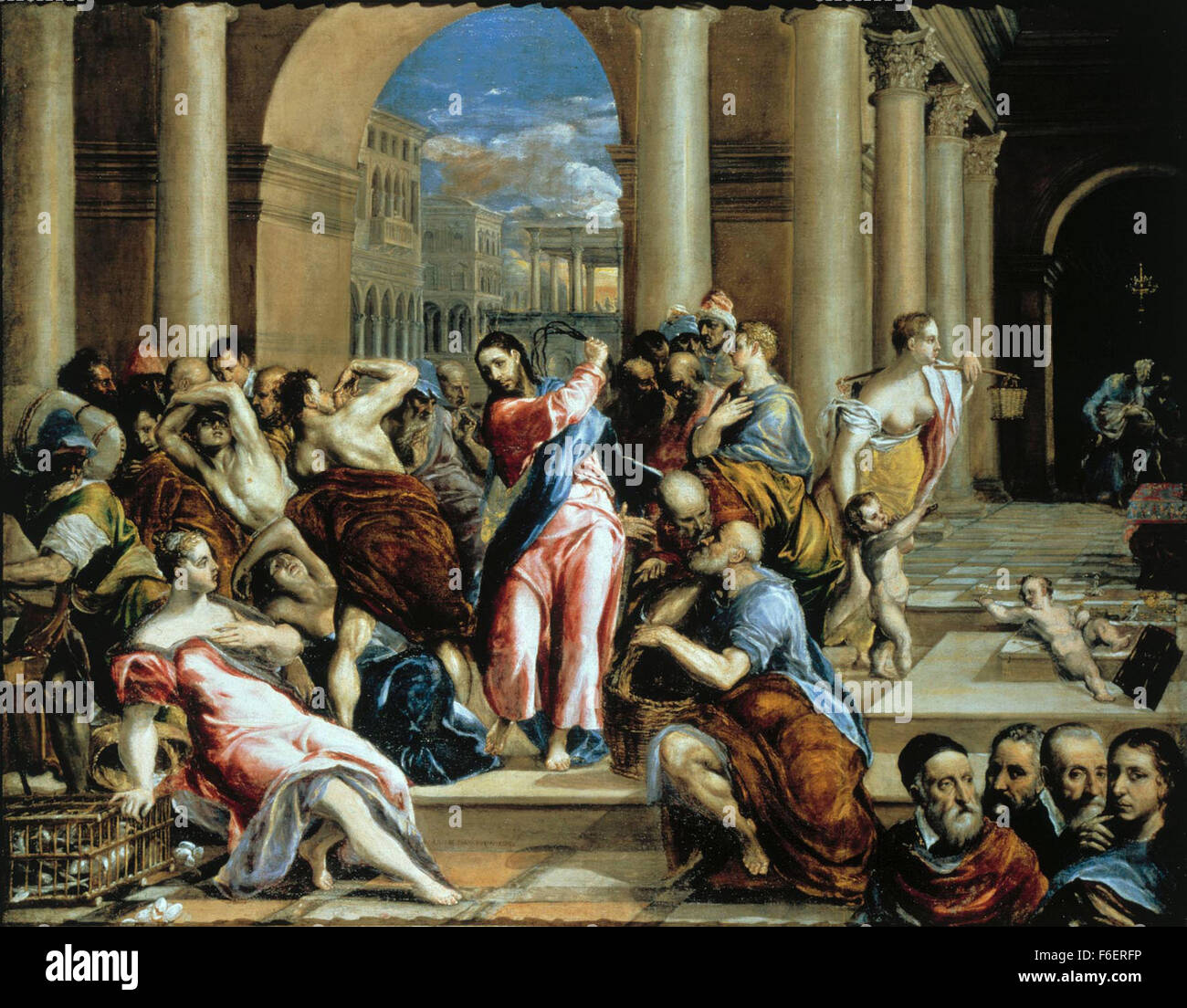 Dec 22, 1965; Madrid, España ''la purificación del Templo", ca. principios a mediados1570s por el artista Doménikos Theotokópoulos, (El Greco) utilizados en el corto documental ''El Greco'', dirigida por José María Elorrieta. Foto de stock